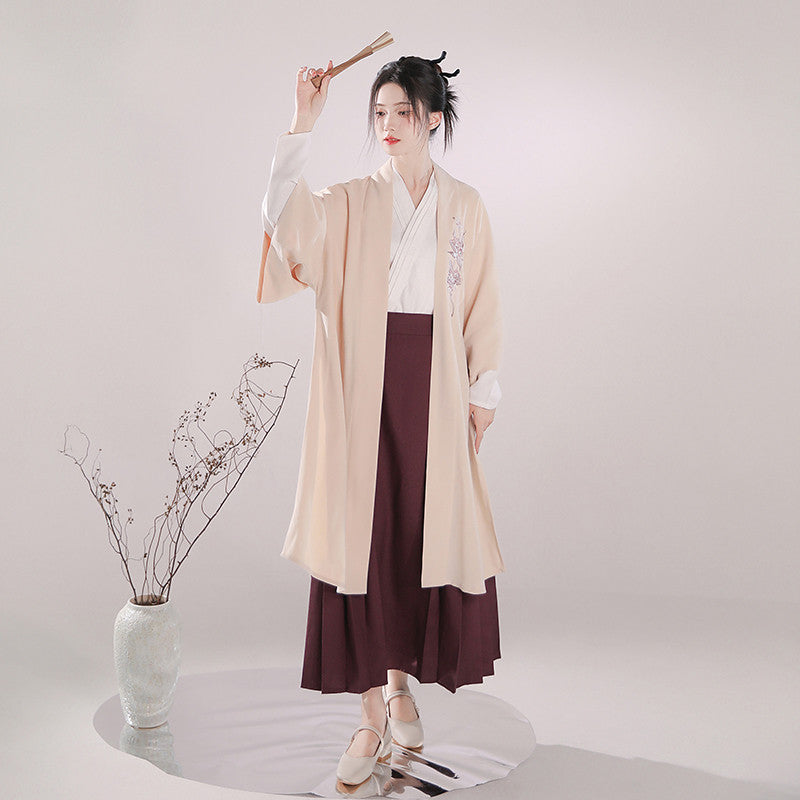 “余烬玫瑰”现代汉服：秋季马面裙襦袍套装