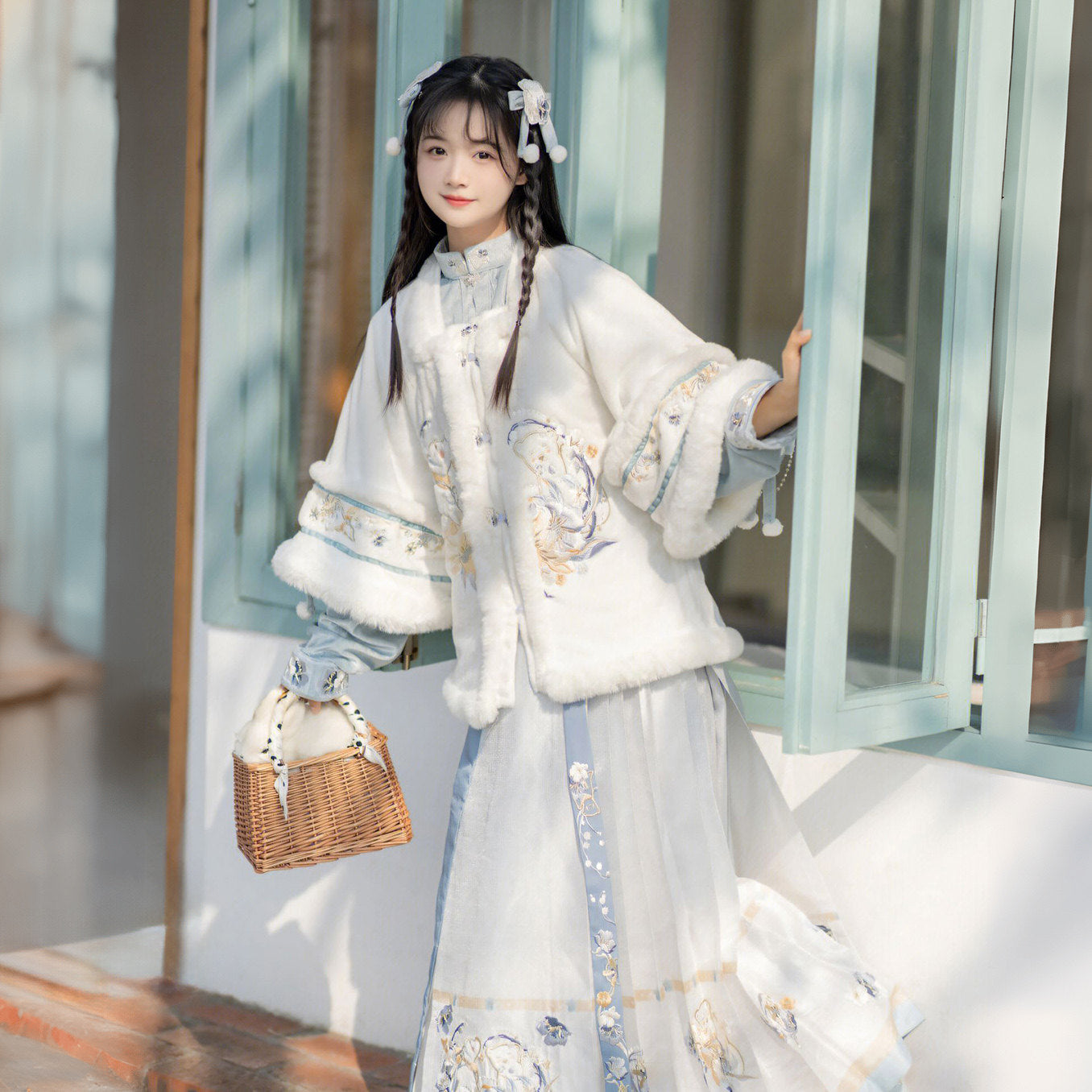 Winter Ming Hanfu Set - Fleece Lined Ao & Mamian Skirt
