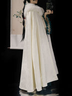 Winter Ming Style Hanfu Cloak - Fleece Lined Jacquard Cape