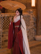 "Yu Luo" Wei-Jin Hanfu - Fleece Lined Cloak & Wei Shang Set
