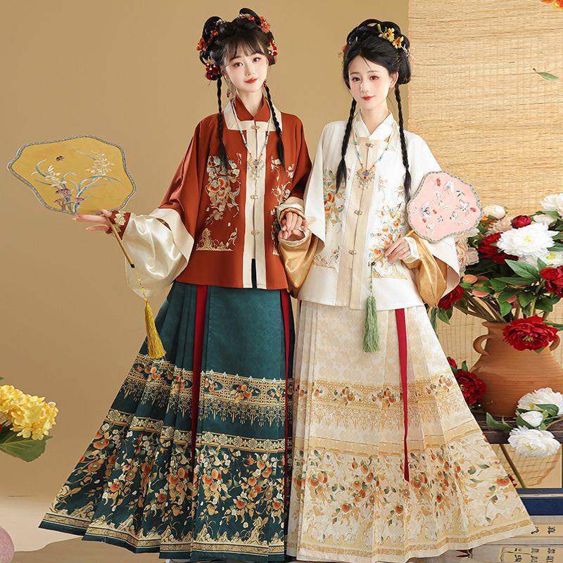 “雪中仙鹤”明制汉服套装 - 绣花马甲与马面裙