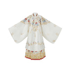 明制婚服汉服套装 - 金色织锦长袍和马面裙