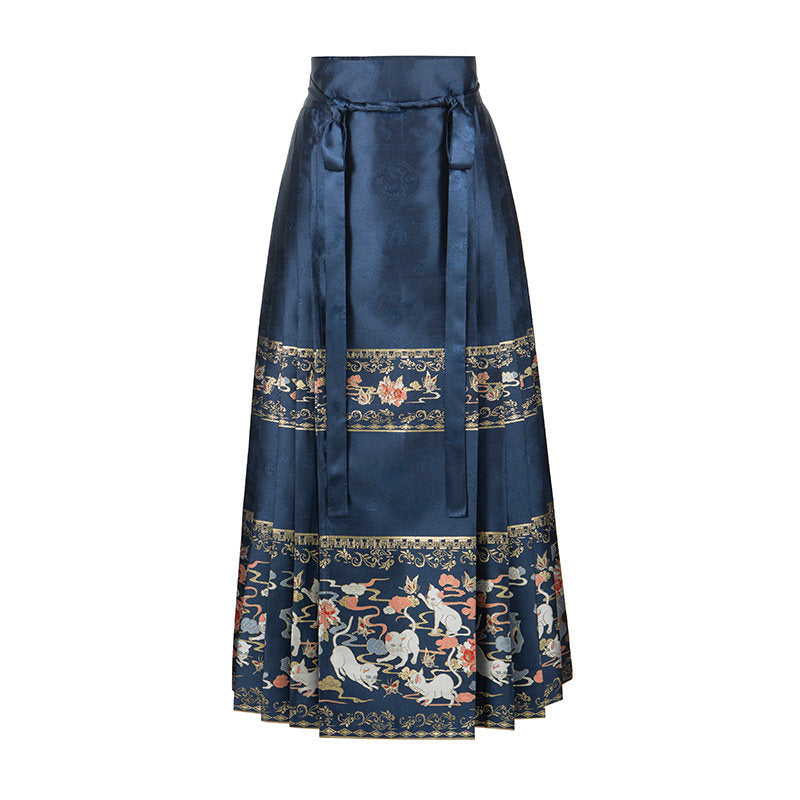Ming Dynasty Bridal Hanfu Set - Long Ao & Red Mamian Skirt