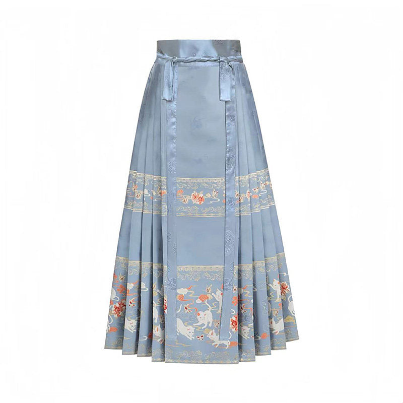 Ming Dynasty Bridal Hanfu Set - Long Ao & Red Mamian Skirt