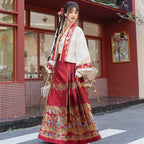 中式婚礼马面裙 - 红色刺绣新娘汉服