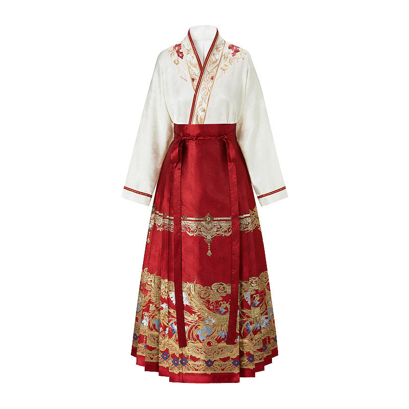 中式婚礼马面裙 - 红色刺绣新娘汉服