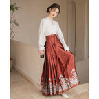 Red Ming Dynasty Hanfu Set - Original Mamian Skirt & Top