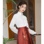 Red Ming Dynasty Hanfu Set - Original Mamian Skirt & Top
