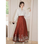 Red Ming Dynasty Hanfu Set - Original Mamian Skirt & Top