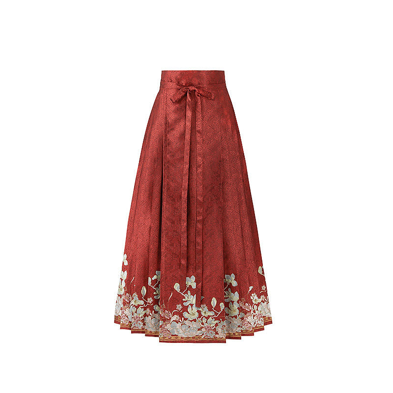 Red Ming Dynasty Hanfu Set - Original Mamian Skirt & Top
