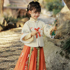 Shi Shi Ru Yi Girls' Guofeng Woolen Jacket & Embroidered Skirt