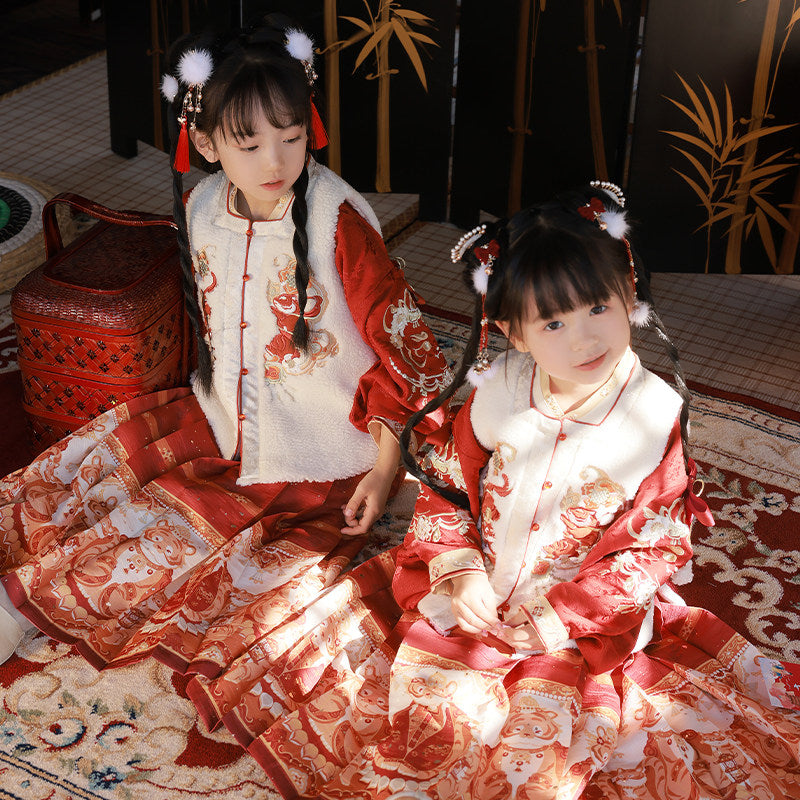 虎年女童汉服三件套 - 冬款马面裙