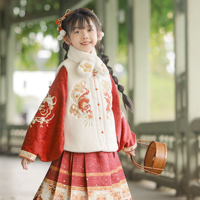 虎年女童汉服三件套 - 冬款马面裙