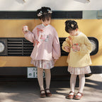 Beary Flower Cake Girls' Guofeng Woolen Jacket & Skirt Set