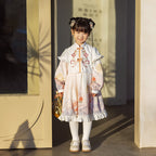 Girls' Gradient Hanfu Dress - Pink Bow Knot Winter Outfit