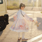 Girls' Gradient Hanfu Dress - Pink Bow Knot Winter Outfit