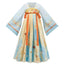 Girls' Floral Hanfu Dress - Double Bow Chest-High Spring Set