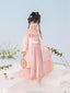 Sakura Fan Girls' Guofeng Set | Double-Layer Embroidered Dress