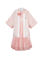 Sakura Fan Girls' Guofeng Set | Double-Layer Embroidered Dress