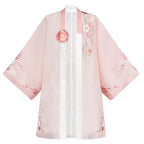 Sakura Fan Girls' Guofeng Set | Double-Layer Embroidered Dress