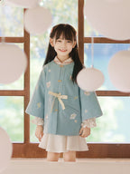 Girls' Embroidered Hanfu Set - Floral Jacket & Winter Dress