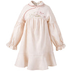 Girls' Embroidered Hanfu Set - Floral Jacket & Winter Dress