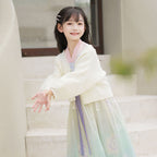 女童刺绣汉服开衫 - 冬季保暖针织衫