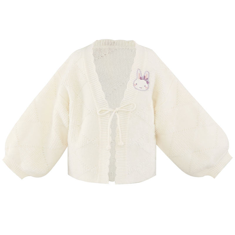女童刺绣汉服开衫 - 冬季保暖针织衫