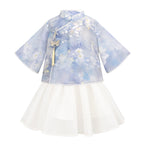 Morning Mist Girls' Guofeng Summer Set | Cool 2-Piece Top & Skirt