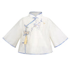 Morning Mist Girls' Guofeng Summer Set | Cool 2-Piece Top & Skirt