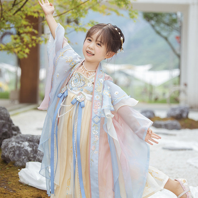 Girls' Gradient Hanfu Dress - Tang Style Large Sleeve Set Main image