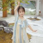 Girls' Gradient Hanfu Dress - Tang Style Large Sleeve Set