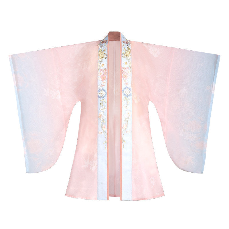 Girls' Gradient Hanfu Dress - Tang Style Large Sleeve Set