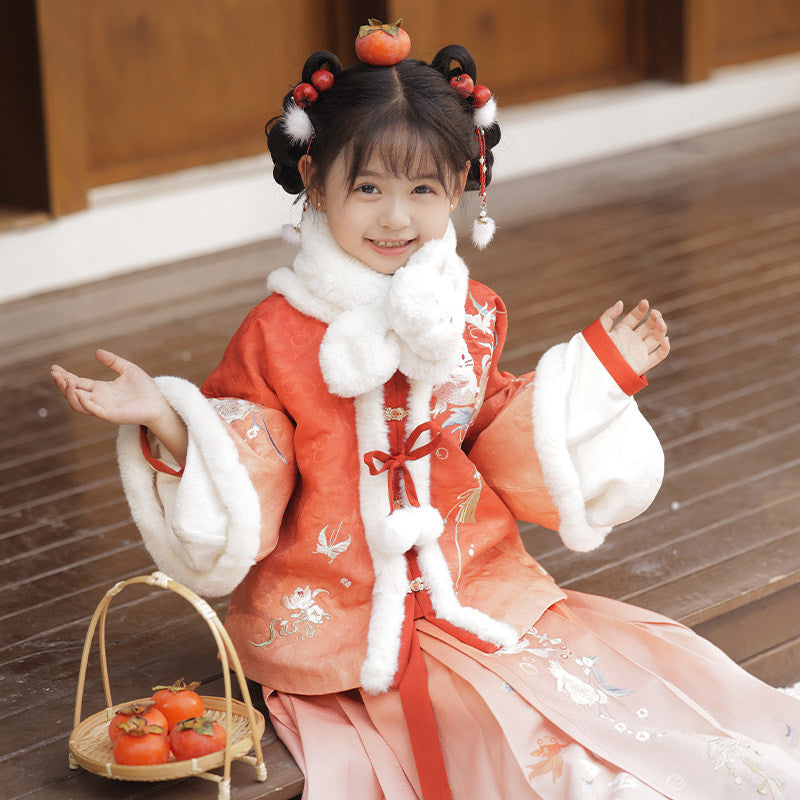 Lucky Cat & Koi Girls Hanfu - Winter Lunar New Year Set