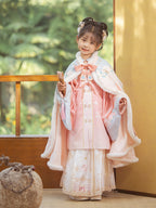 Girls' New Year Hanfu Set - Winter Cape, Robe & Skirt Set
