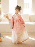 Girls' New Year Hanfu Set - Winter Cape, Robe & Skirt Set