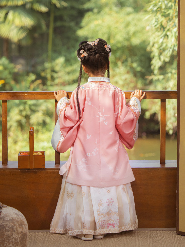 Girls' New Year Hanfu Set - Winter Cape, Robe & Skirt Set