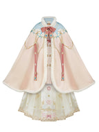 Girls' New Year Hanfu Set - Winter Cape, Robe & Skirt Set