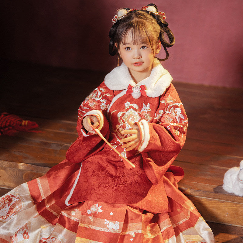 Chinese New Year Girls Rabbit Hanfu - Winter Matching Set