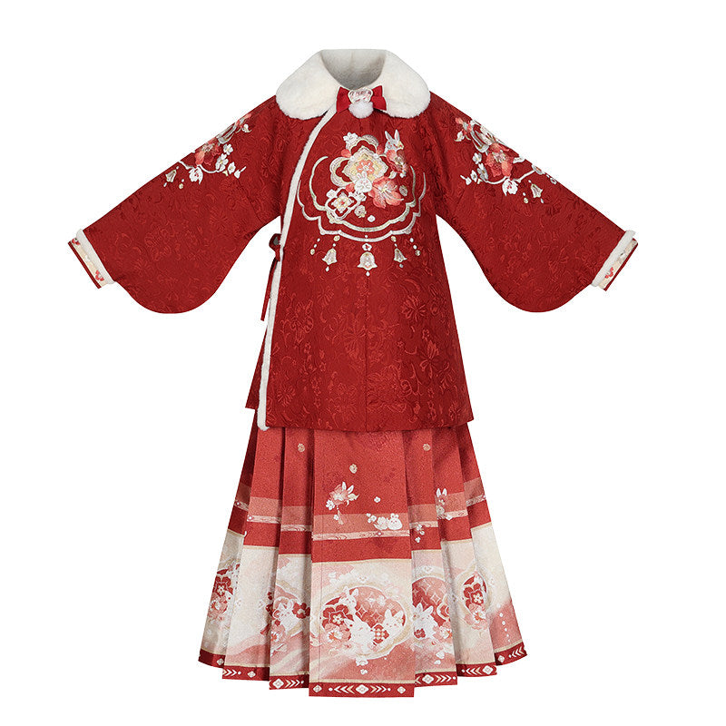 Chinese New Year Girls Rabbit Hanfu - Winter Matching Set