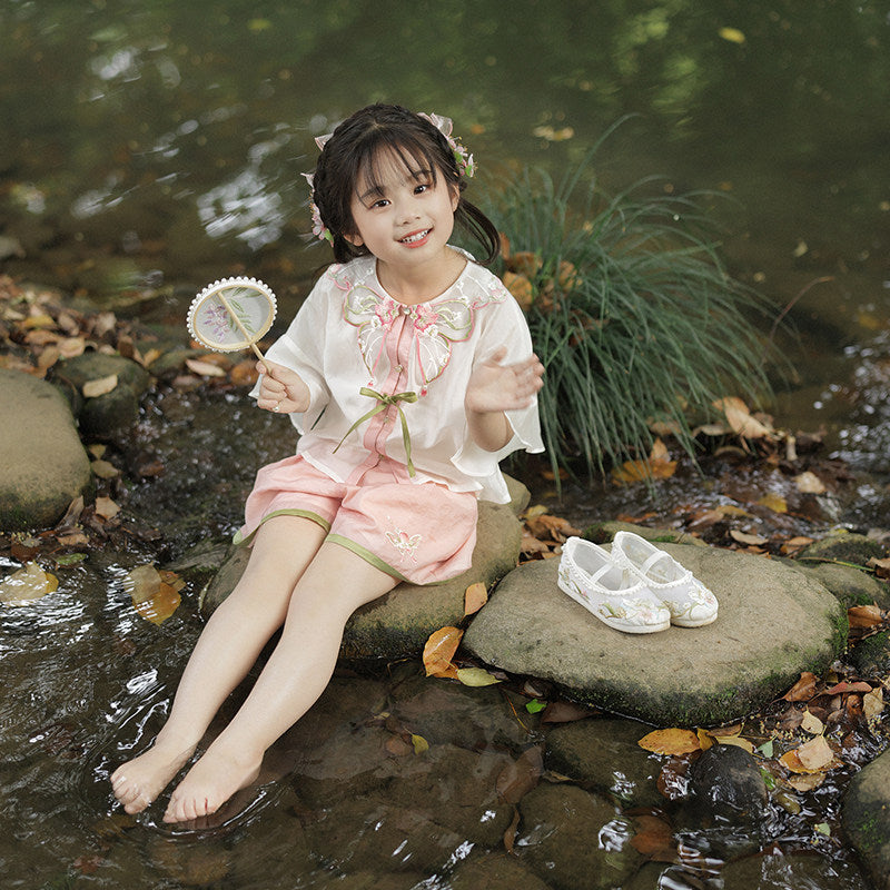 Summer Dream Butterfly Girls' Guofeng Set | Cool Embroidered Outfit