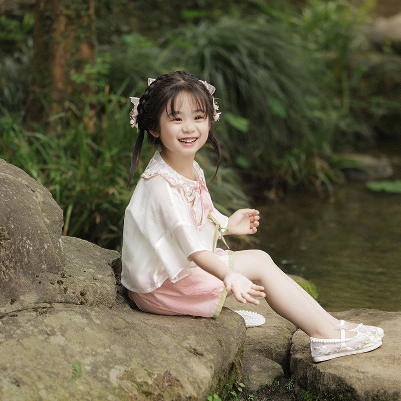 Summer Dream Butterfly Girls' Guofeng Set | Cool Embroidered Outfit