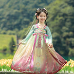Wodan Mountain Girls' Guofeng Set | Gradient Dress & Cape