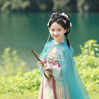 Wodan Mountain Girls' Guofeng Set | Gradient Dress & Cape