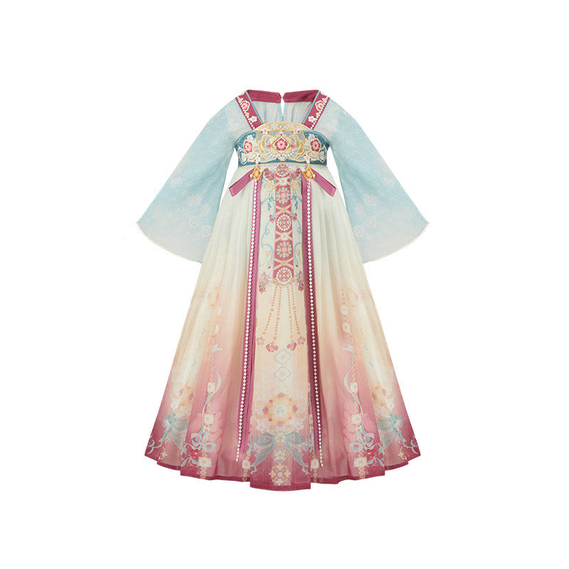 Wodan Mountain Girls' Guofeng Set | Gradient Dress & Cape