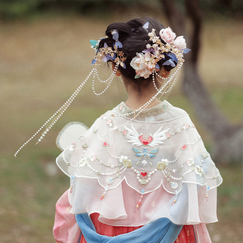 女童齐胸襦裙汉服 - 大袖衫披帛