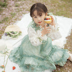 Girls' Floral Embroidered Hanfu Dress & Jacket - Spring Set