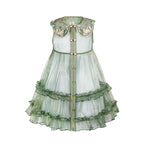 Girls' Floral Embroidered Hanfu Dress & Jacket - Spring Set