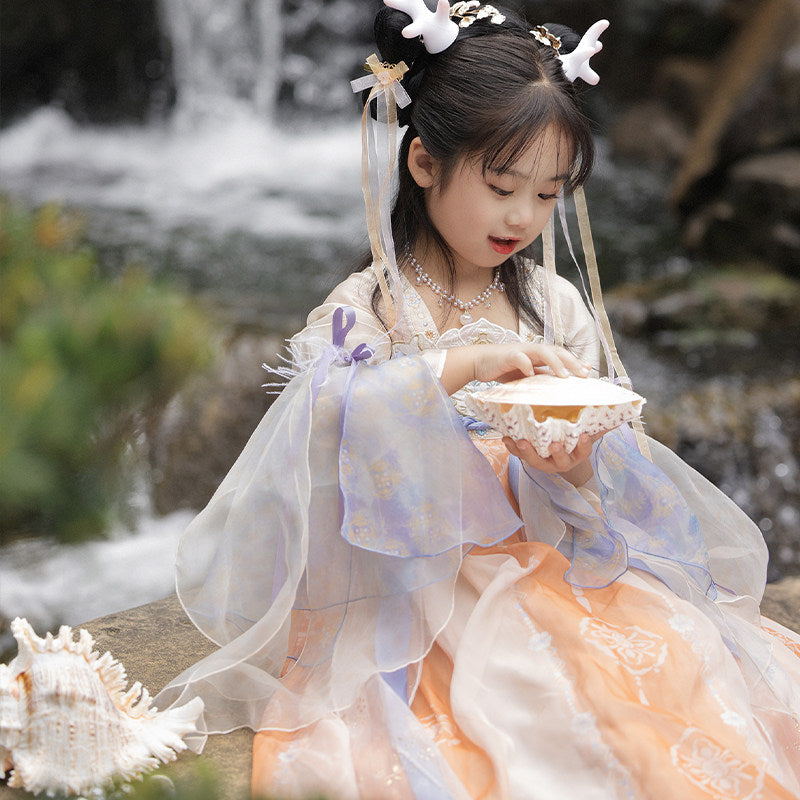 Girls Bai Ze Embroidered Hanfu Dress - Original Ruqun Style