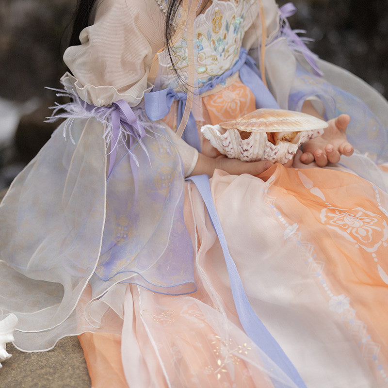 Girls Bai Ze Embroidered Hanfu Dress - Original Ruqun Style